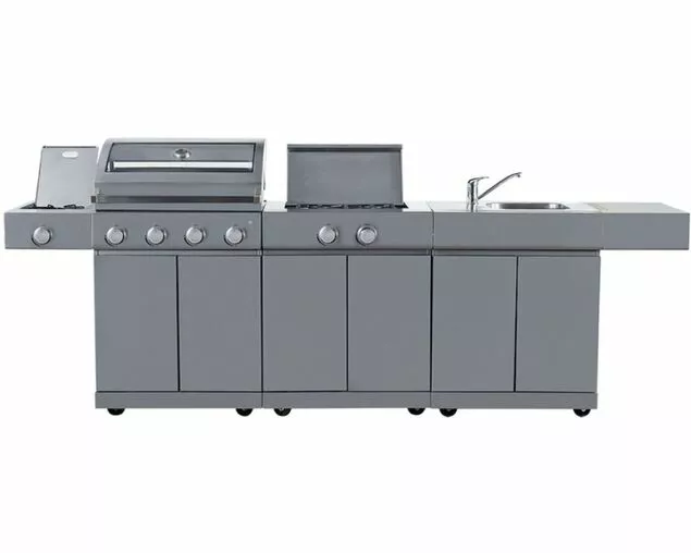 Alfresco Island Inc 4 Burner BBQ with Sink & Range | Premium Outdoor Kitchen