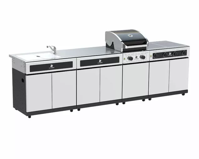 Beefmaster Classic 2 Burner BBQ Kitchen on Deluxe Cart | Outdoor Cooking Solution - Image 2