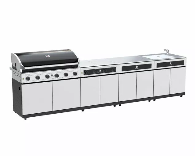 Beefmaster Classic 6 Burner BBQ Kitchen on Deluxe Cart | Premium Outdoor Cooking