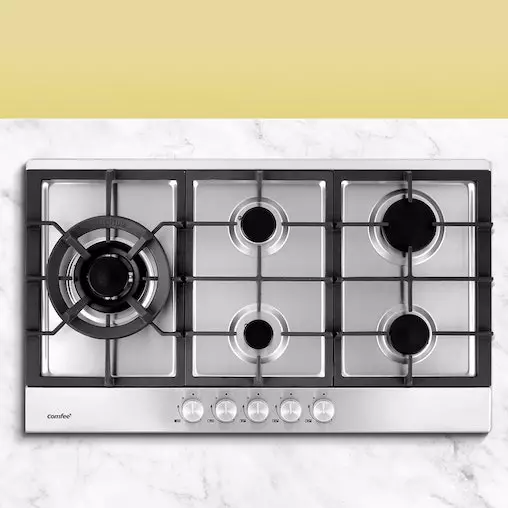 Comfee 5 Burner Gas Cooktop Stainless Steel - NG/LPG Compatible Kitchen Stove - Image 2