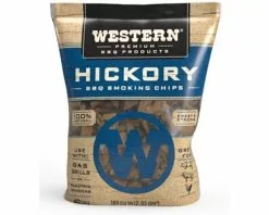 Western Premium Smoking Wood Chips - Hickory | Natural BBQ Wood Chips for Smokers & Grills | 1kg Bag