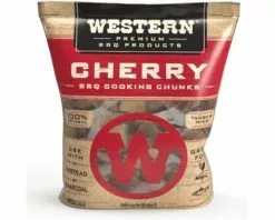 Western Premium Smoking Wood Chunks - Cherry | BBQ Wood Chunks for Smokers & Grills | Natural Cherry Flavour | 1kg Bag