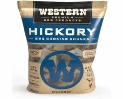 Western Premium Wood Smoking Chunks - Hickory | Natural BBQ Smoking Wood for Rich Flavour | 4kg Bag