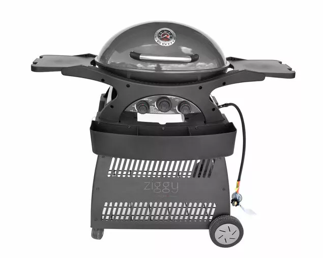 Ziggy Classic Triple Grill Natural Gas BBQ on Cart (Gunmetal Grey) | Freestanding Gas BBQ