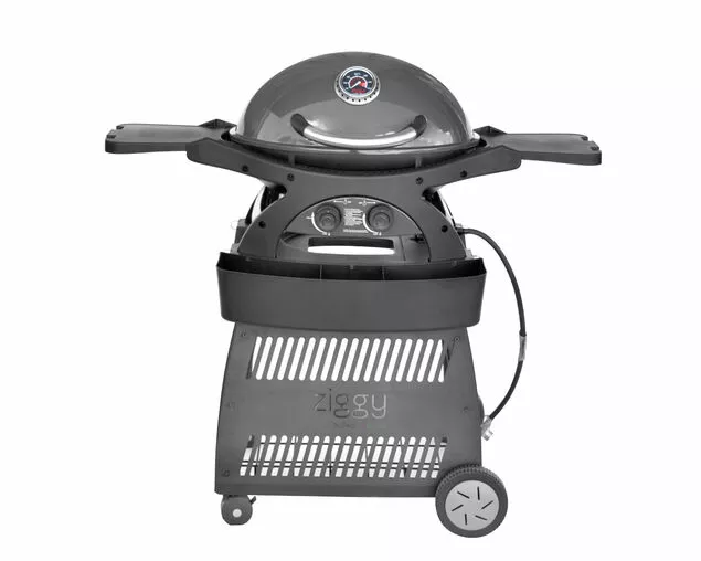 Ziggy Classic Twin Grill Natural Gas BBQ on Cart (Gunmetal Grey) | Freestanding Gas BBQ