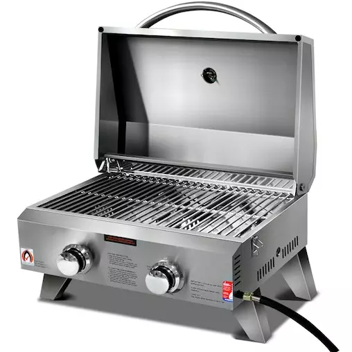 Grillz Portable Gas Oven BBQ - 2 Burner LPG Stove for Outdoor Picnic & Camping Cooking