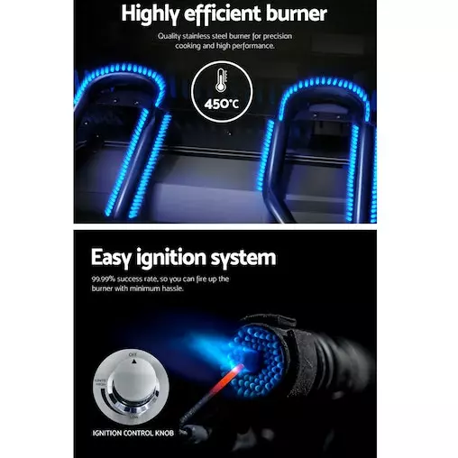 Grillz Portable Gas BBQ LPG Oven - 2 Burner Camping Cooker & Outdoor Grill Stove - Image 3