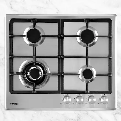 Comfee 60cm Stainless Steel 4 Burner Gas Cooktop - NG/LPG Compatible Kitchen Stove - Image 2