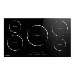 Unbranded Devanti 90cm Induction Cooktop with Ceramic Glass & 5 Burners - Energy Efficient Stove Top