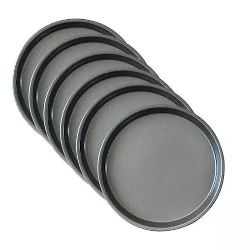 Soga 6X 8-inch Round Black Steel Non-stick Pizza Tray Oven Baking Plate Pan - Perfect for Barbeques