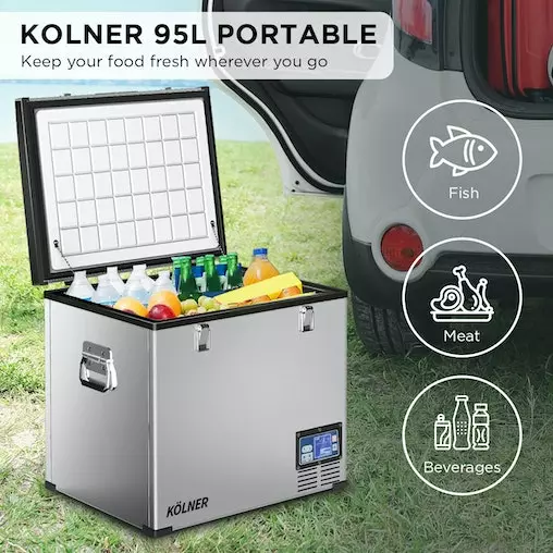 Kolner 95L Stainless Steel Portable Fridge Chest Freezer - Outdoor Kitchen & Camping Essential - Image 11