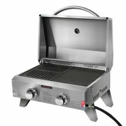 Grillz Portable Gas BBQ LPG Oven - 2 Burner Camping Cooker & Outdoor Grill Stove