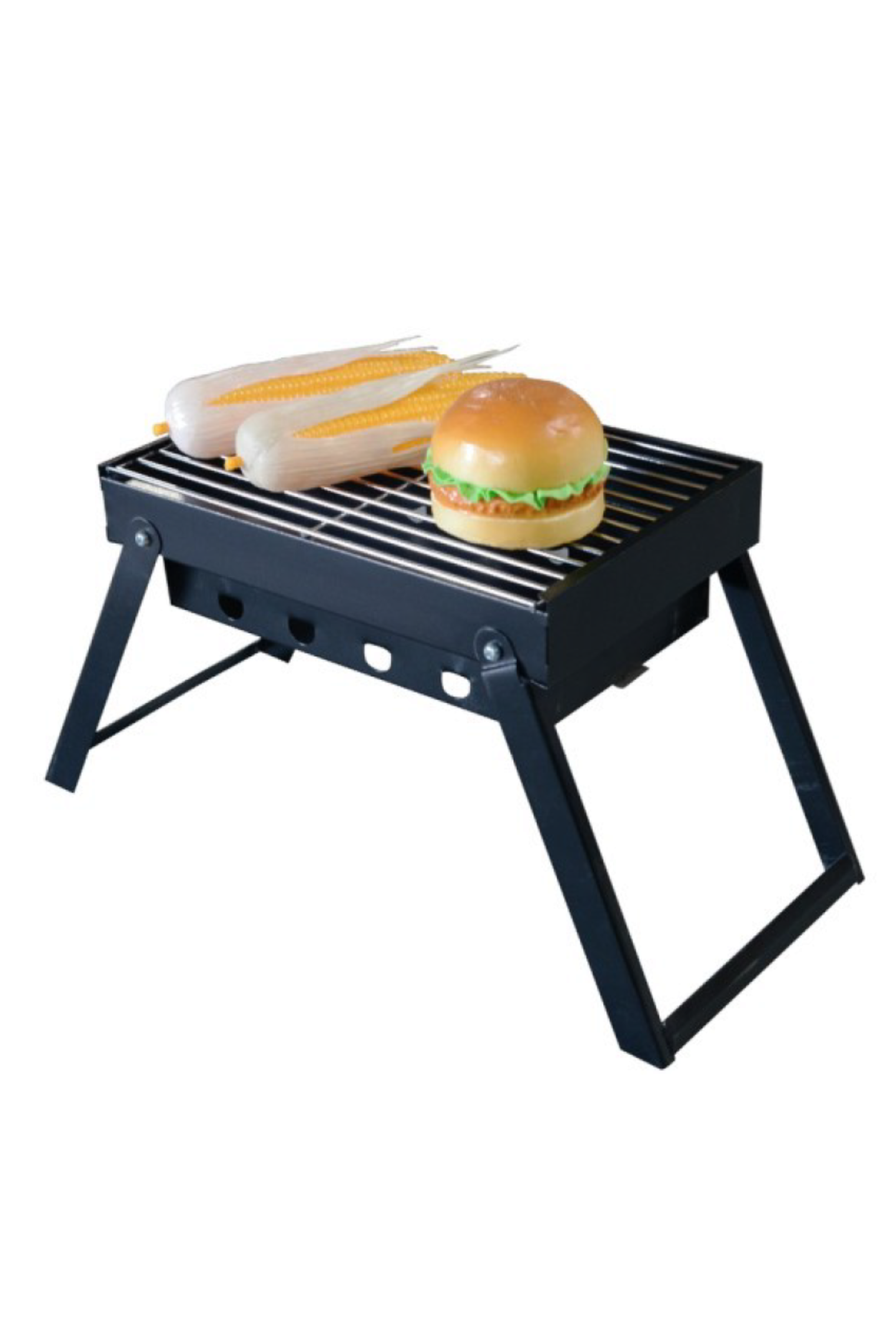 BR Outdoor Premium Portable Charcoal Folding BBQ Grill - Compact Travel Barbecue in Black/Silver